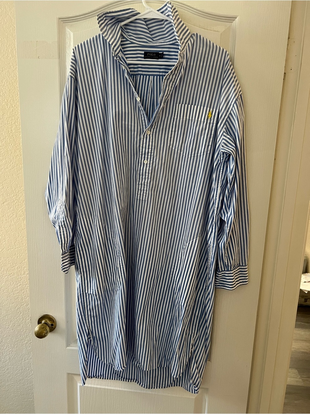 Ralph Lauren Blue and White Striped Button-Down Shirt blouse cotton Women